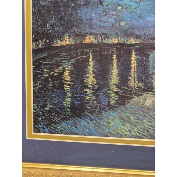 Framed Van Gogh Starry Night Over‎ The Rhone Lithograph Portal Pub. 11x14 Litho - Picture 6 of 15